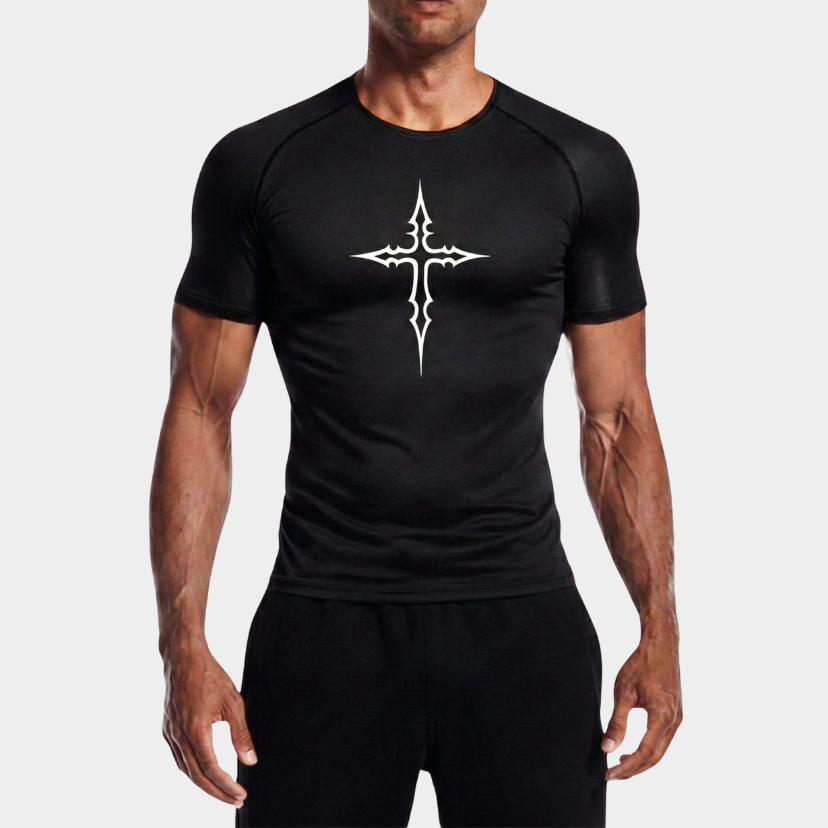 OBSIDIAN CROSS COMPRESSION TEE